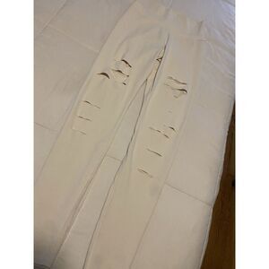 Alo Cream Ripped Warrior Leggings Small S Ankle Athletic Active READ